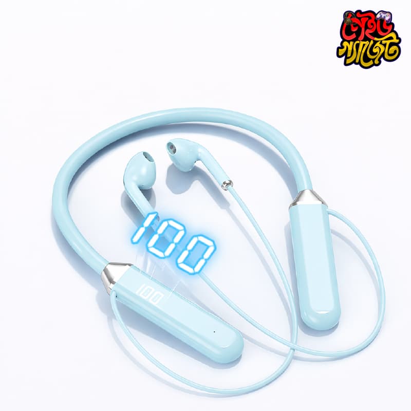 Wireless Neckband Bluetooth Earphones with LED Display | Long Battery Sports Headset