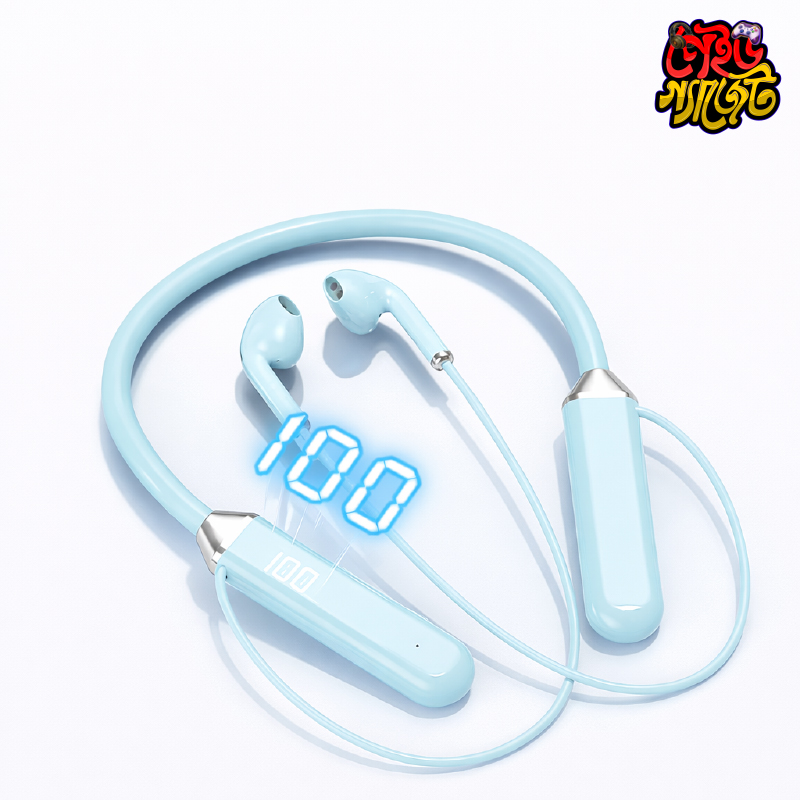 Wireless Neckband Bluetooth Earphones with LED Display | Long Battery Sports Headset