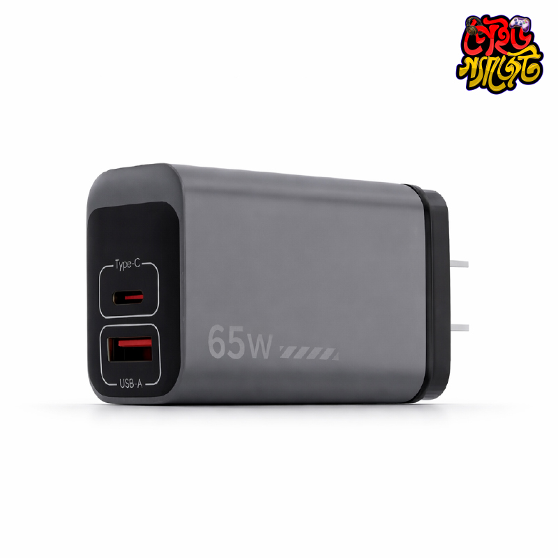 65W Dual Port Fast Charger (USB-A + Type-C) | Multi-Protocol PD Charger